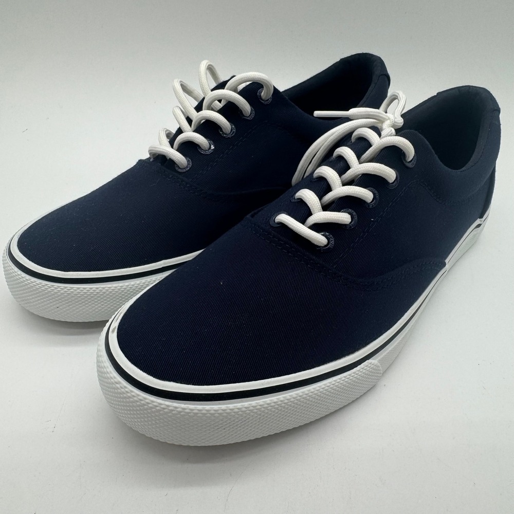 IZOD Rangley Mens Sneakers Navy Blue Canvas Low Top Lace Up Shoes Size 10M‎